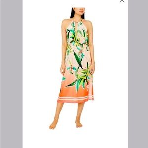 Trina Turk Orange Floral Ombré Costa de Prata Halter Blouson Dress XS NWOT